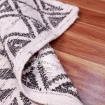 Handwoven Black and White Kilim Rug: Geometric Tribal Floor Decor