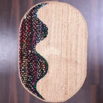 Handmade Abstract Jute Rug: Wavy Multicolor Chindi Mat