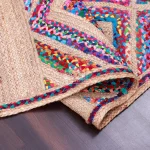 Handwoven Jute Chindi Runner Rug: Eco-Friendly Bohemian Floor Mat